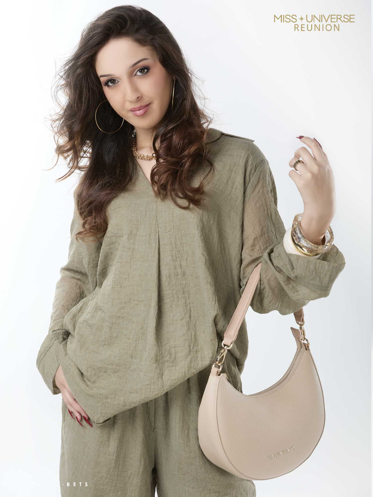 Ensemble OLIVINE – Tunique col chemise et pantalon fluide