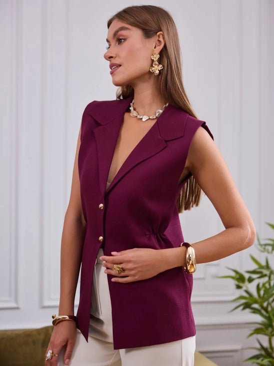 Gilet “Rosalie” – Blazer Sans Manches Bordeaux