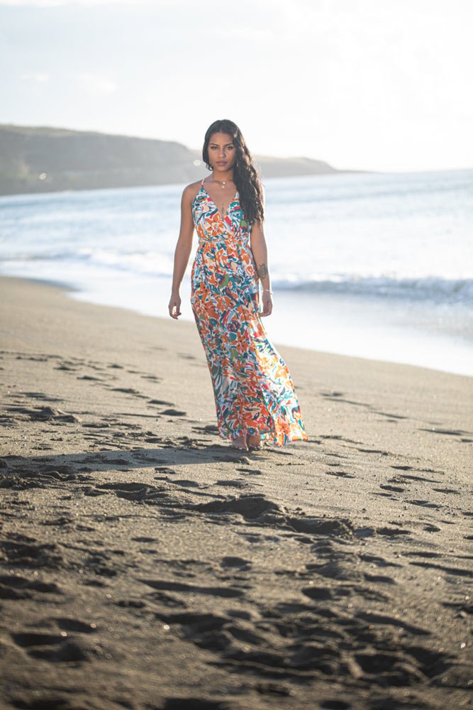 robe longue motif colorée
