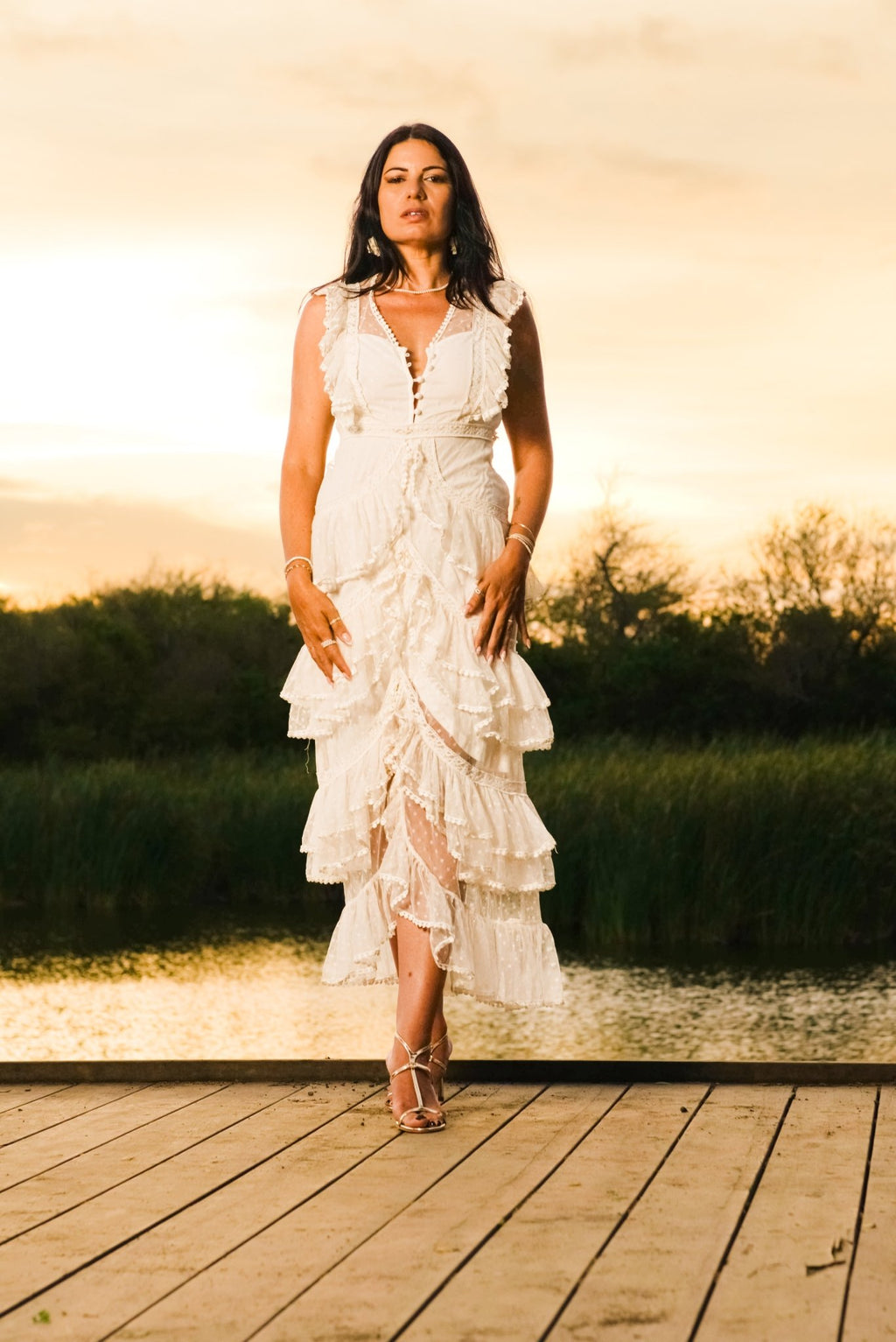 Vestido Esther – Encaje blanco crema elegancia bohemia