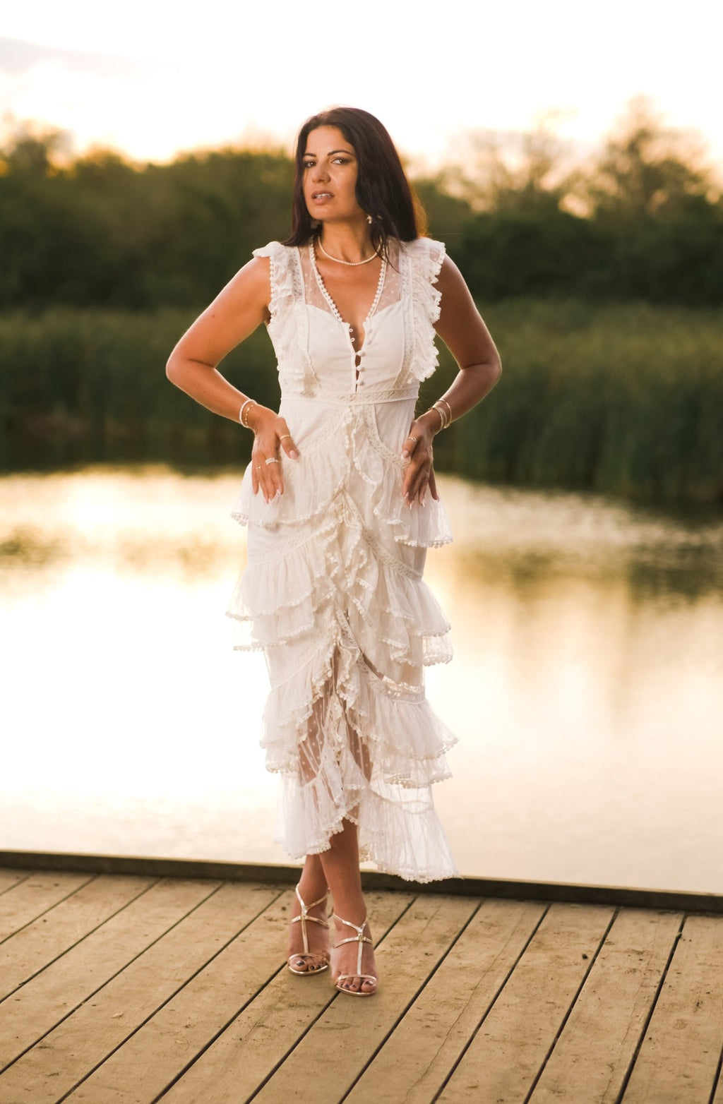 Vestido Esther – Encaje blanco crema elegancia bohemia