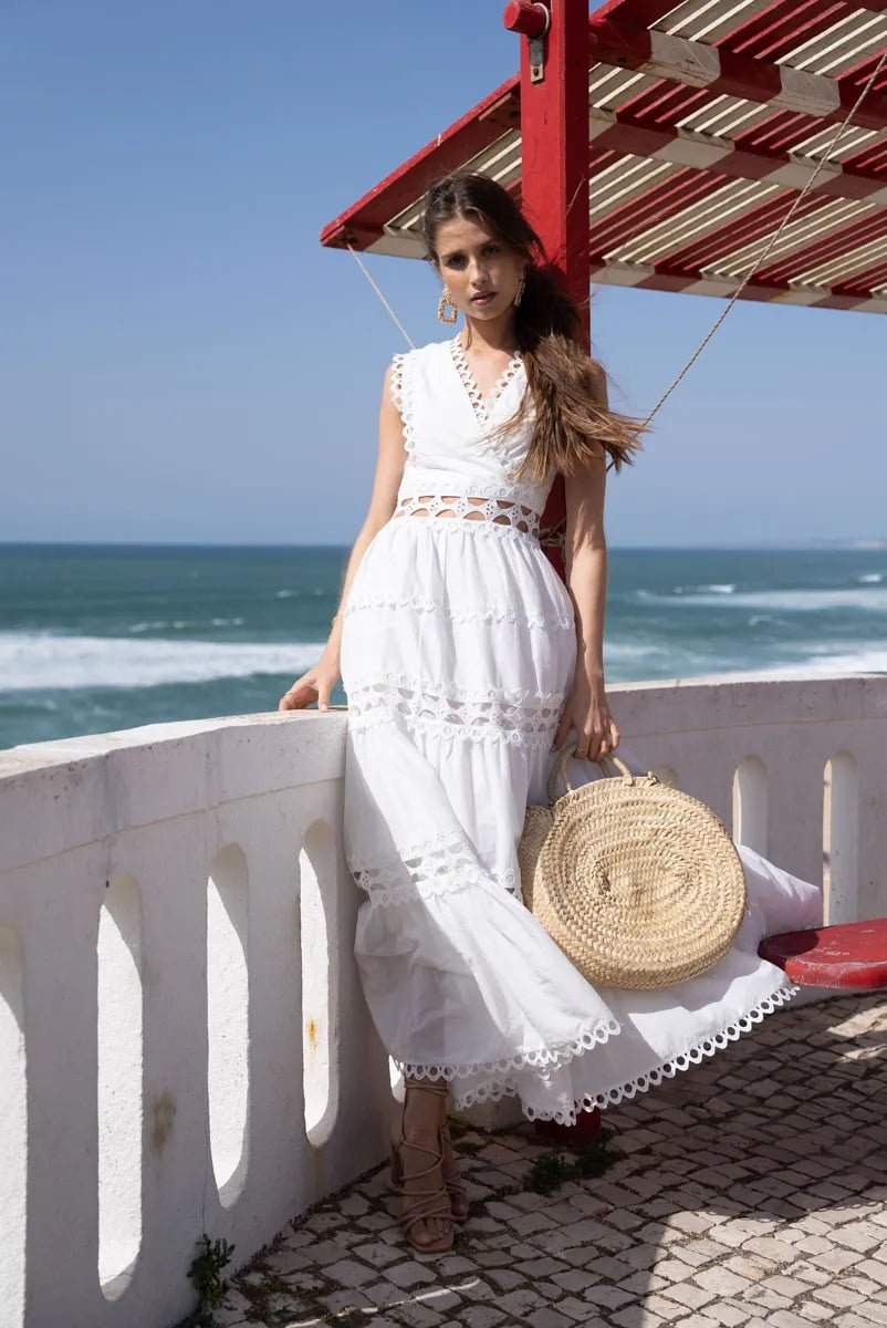 Robe longue Aéloria – Pureté lumineuse 100% Coton