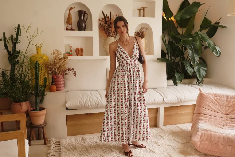 Robe Mia – Longue Robe Fleurie Bohème Chic en Coton (100% coton)