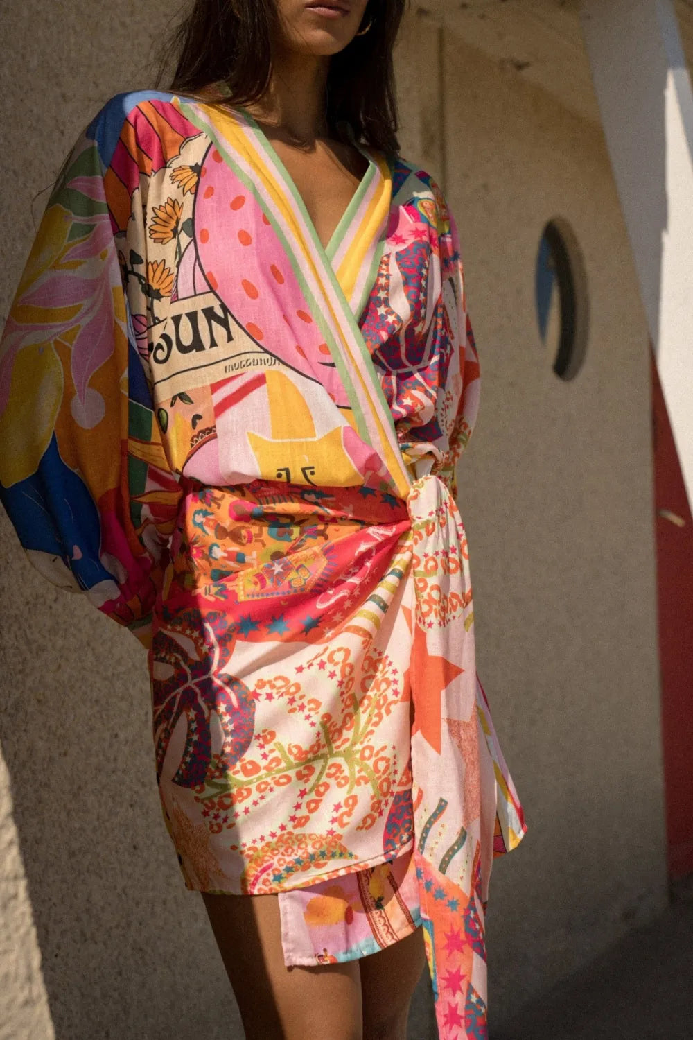 Robe Portefeuille Soléa – Robe kimono colorée en coton
