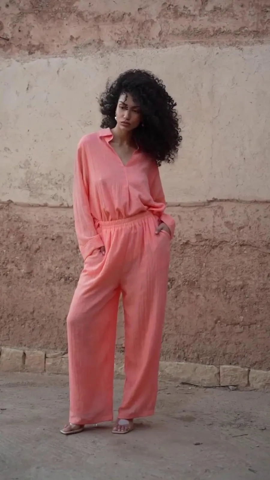 Ensemble Portia – Tunique Col V Oversize & Pantalon Fluide