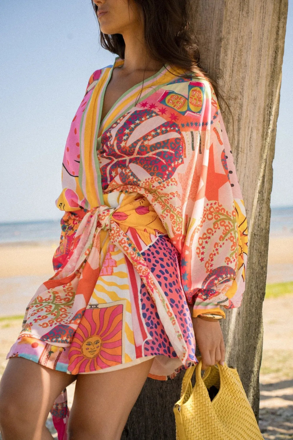 Robe Portefeuille Soléa – Robe kimono colorée en coton