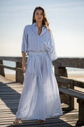 Ensemble Blandine rayé bleu pour femme avec chemise oversize et pantalon large