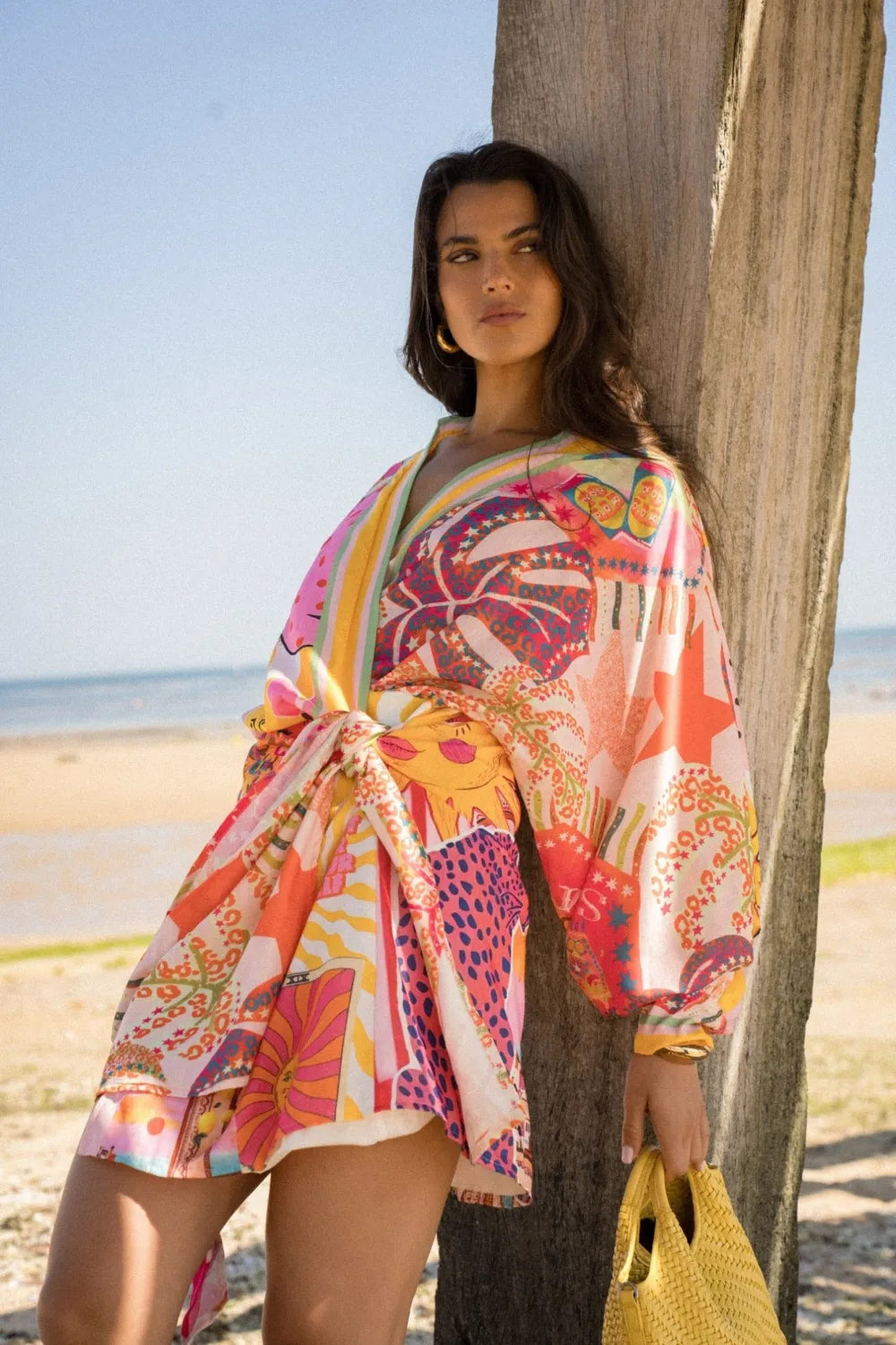 Robe Portefeuille Soléa – Robe kimono colorée en coton