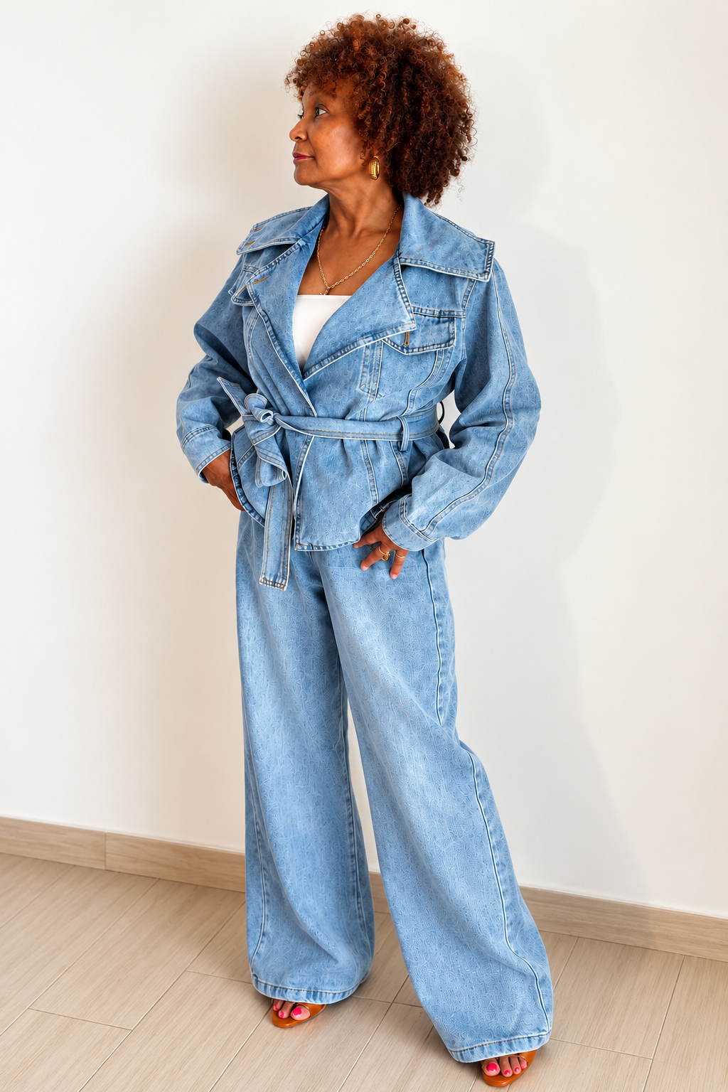 Ensemble AZUR – Tailleur denim clair 100 % coton