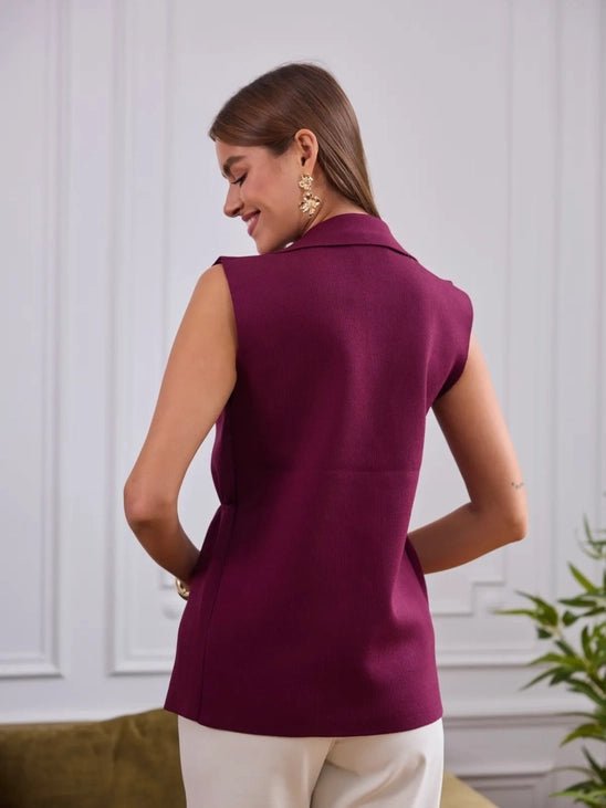 Gilet “Rosalie” – Blazer Sans Manches Bordeaux