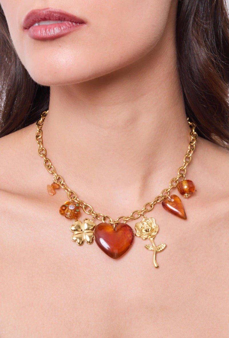 Collier Sarah – Éclat Doré &amp; Douceur d’Ambre - Edition limitée