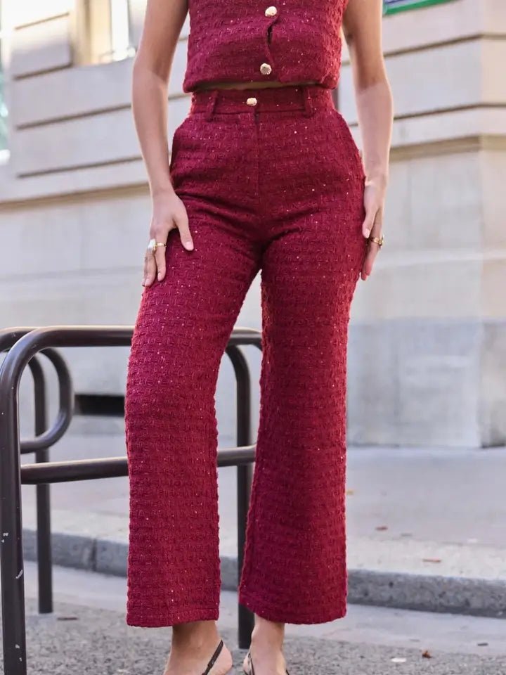 Ensemble Bordeaux Impérial – Tailleur Tweed