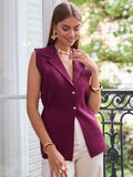 Gilet “Rosalie” – Blazer Sans Manches Bordeaux
