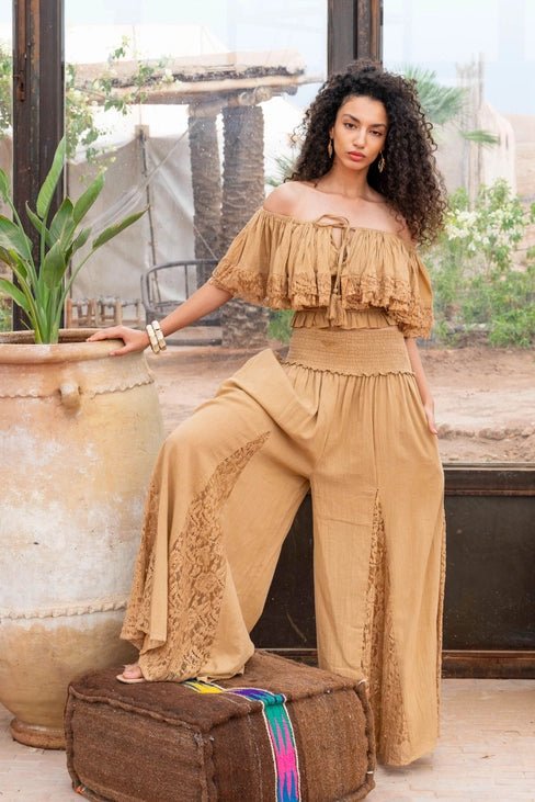 Ensemble Marrakech – Top Volanté & Pantalon Large en Coton Bio - Ruth Collection