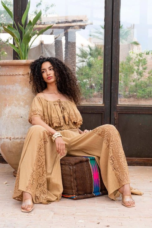 Ensemble Marrakech – Top Volanté & Pantalon Large en Coton Bio - Ruth Collection