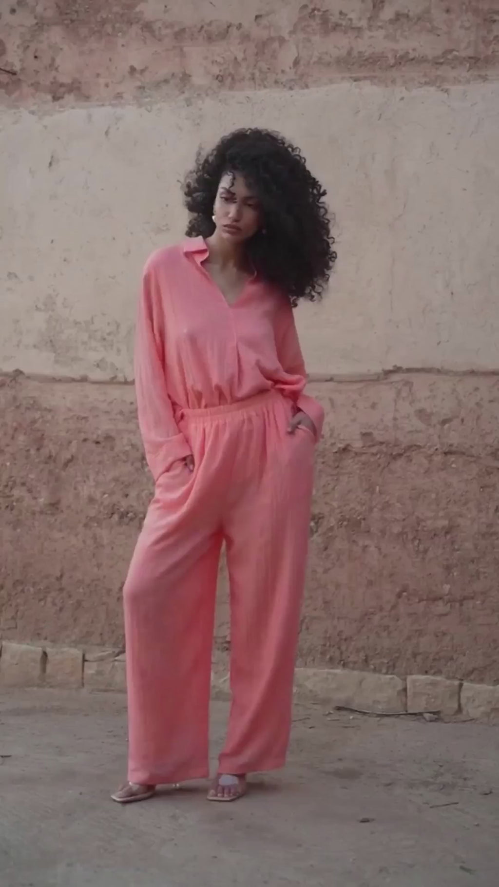 Ensemble Portia – Tunique Col V Oversize & Pantalon Fluide