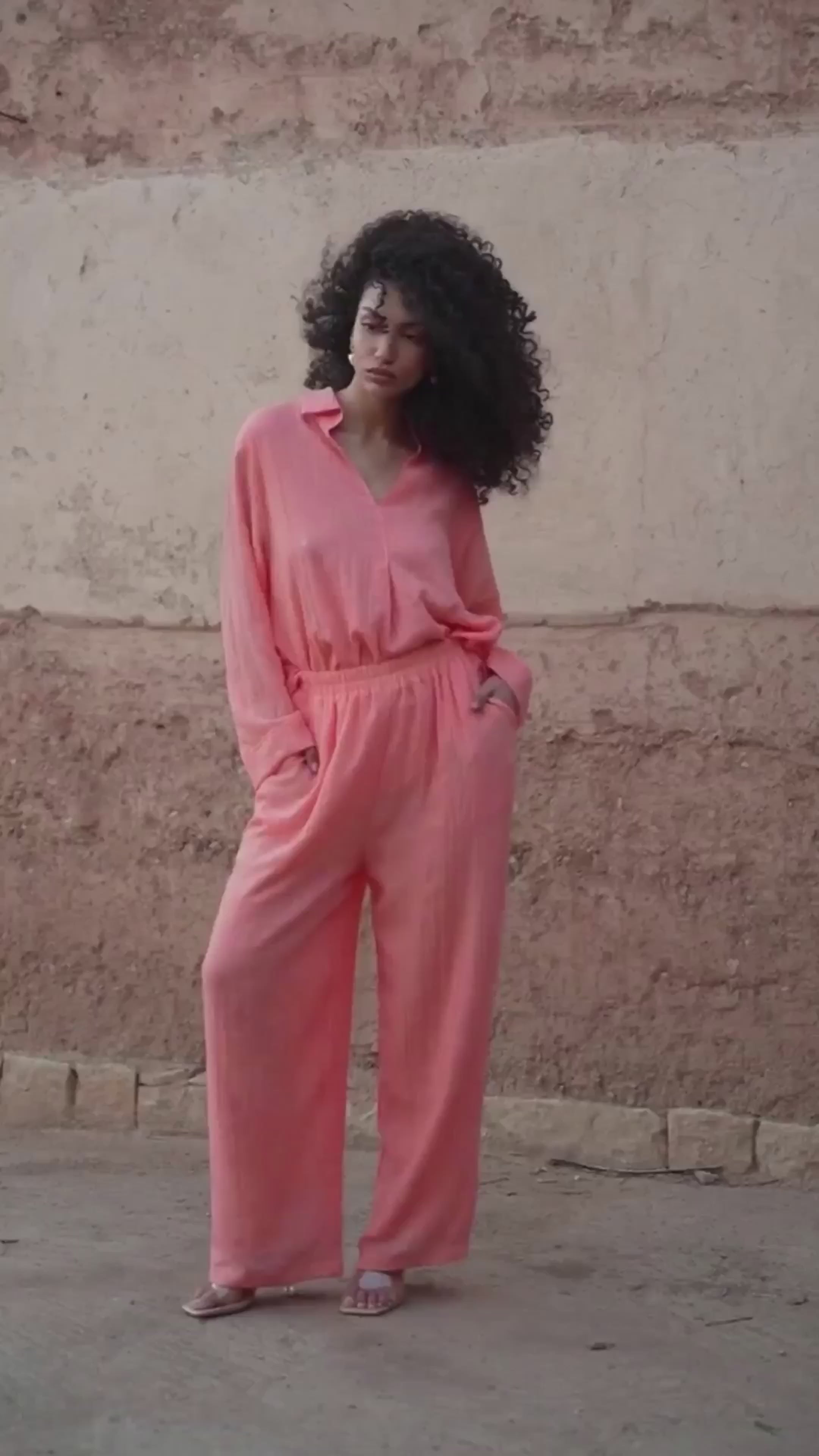 Ensemble Portia – Tunique Col V Oversize & Pantalon Fluide