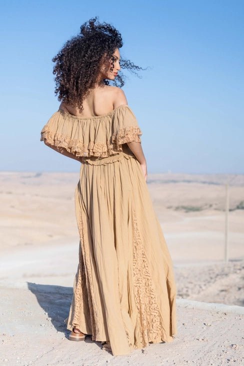 Robe Sahara – Longue Bohème Épaules Dénudées en Coton Bio - Ruth Collection