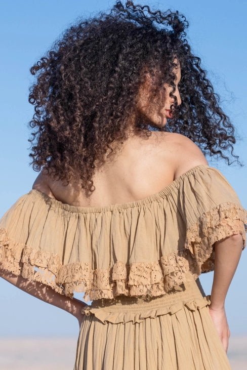 Robe Sahara – Longue Bohème Épaules Dénudées en Coton Bio - Ruth Collection