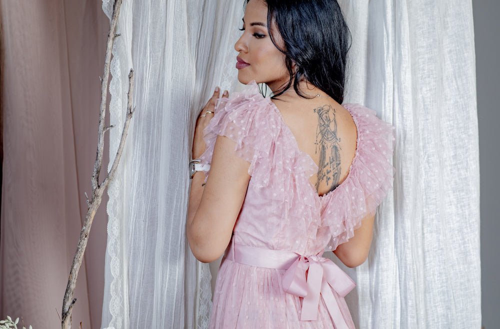robe dentelle rose