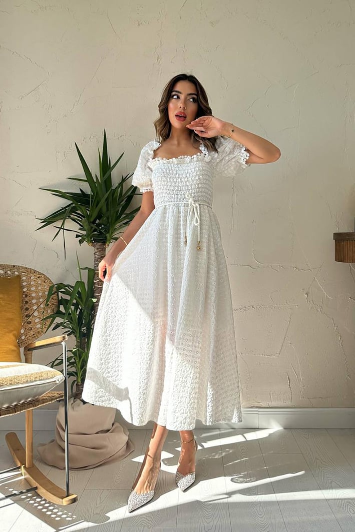 Robe Élise Florale – Broderie Anglaise 100% Coton &amp; Charme Romantique