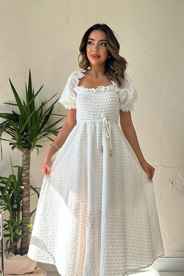 Robe Élise Florale – Broderie Anglaise 100% Coton &amp; Charme Romantique