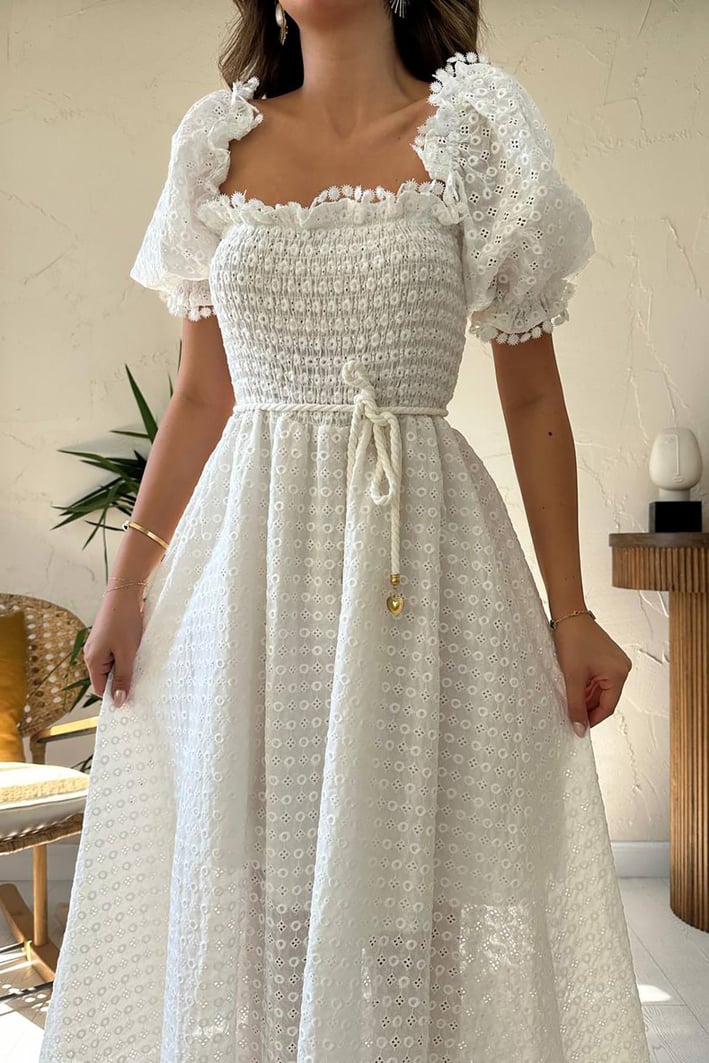 Robe Élise Florale – Broderie Anglaise 100% Coton &amp; Charme Romantique