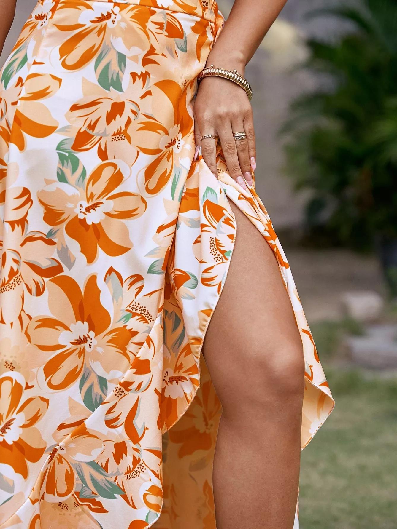 robe fleur orange